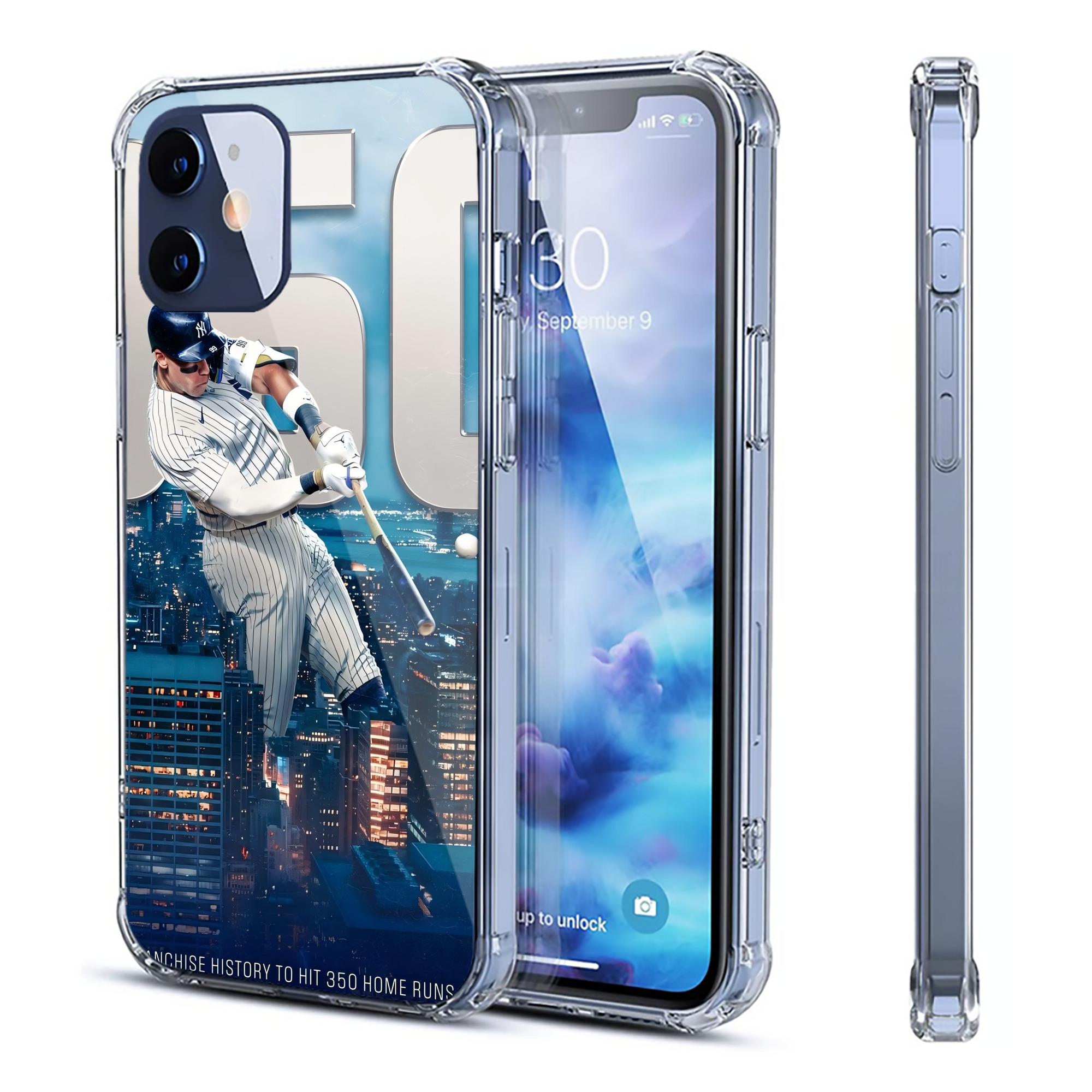 Aaron Judge's 350th Career Home Runs Clear IPhone 12 Case – Soft TPU With UV Print – Enhanced Drop Protection, Precise Fit, Anti-Fingerprint, Customizable Design, Scratch-Resistant, Yellow-Resistant
